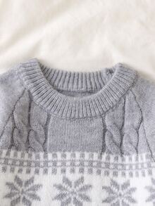 SHEIN Baby Boy Geometric Pattern Raglan Long Sleeve Sweater And Knit Pants Casual Set Autumn Fall - Multicolor - View 4