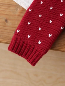 SHEIN 女童鴨子刺繡可愛簡約日常針織套頭毛衣 - 紅色 - 查看 7