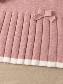 SHEIN Playful Pals 女童毛衣洋裝 甜美可愛 秋冬新款 紅色櫻桃提花 柔軟針織長袖毛衣洋裝 適合女童與嬰兒 時尚百搭 適合節日穿搭 秋冬適用 - 粉色 - 查看 8
