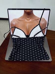 Elavelle Women's Spring/Summer Random Print Spaghetti Strap Lace Bow Tank Bikini Top - Multicolor - View 4