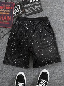 IslaSuriya Men's Fashionable Printed Elastic Waist Drawstring Casual Streetwear Baggy Versatile Summer Shorts Gym Black - Multicolor - View 2