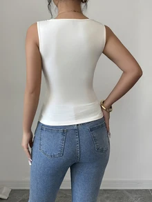 Elenzga Women's Spring/Summer New Ruched Neckline Sleeveless Pleated Top, Elegant Vacation Casual Halter Apricot Tank Top - Apricot - View 2