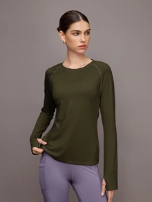 Activina 女款純色休閒百搭日常旅行運動T恤 - 軍綠色 - 查看 6