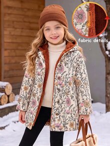 SHEIN 女童秋季外套，休閒日常穿著 - 卡其色 - 查看 1