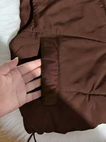 Comfortcana Chaleco acolchado negro de cuello alto informal de talla grande para otoño/invierno - Marrón - Ver 4