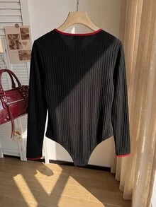 Comfortcana 大尺碼女款蜘蛛刺繡圓領長袖休閒連身衣萬聖節 - 黑色 - 查看 9