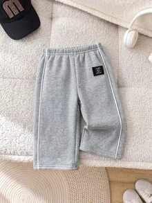 1pc Baby BoySports Casual College Style Versatile Fashion Minimalist Practical Soft Comfortable Straight Leg Pants Warm Winter Street Wear Comfy - Grey - View 4