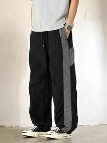 Gym Rark Men's Colorblock Patchwork Sports Long Pants, Gym - Black - View 5