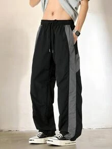 Gym Rark Men's Colorblock Patchwork Sports Long Pants, Gym - Black - View 3