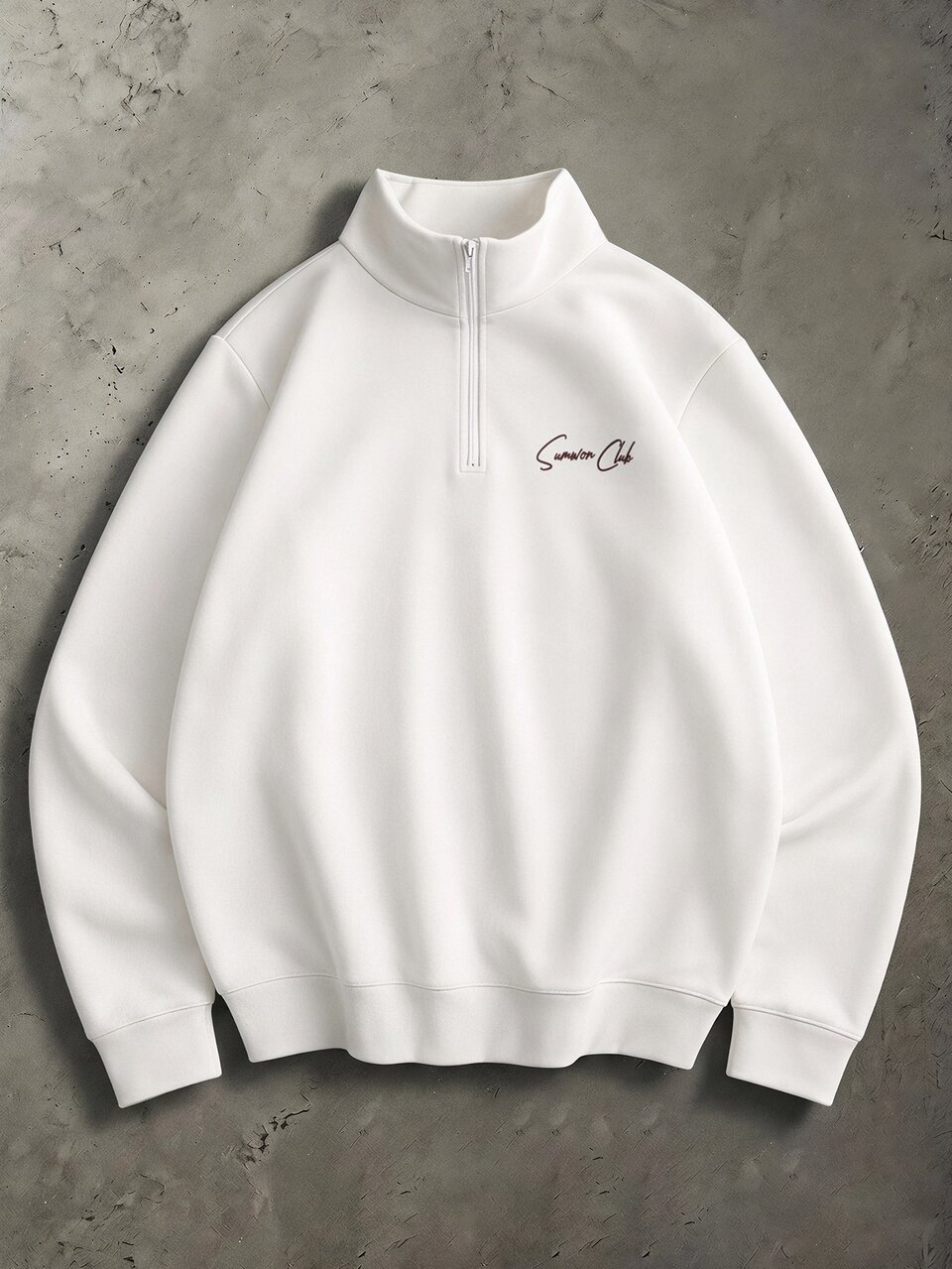 Club Oversized Half-Zip Sweatshirt With Embroidered Chest Logo High Neck Long Sleeve Pullover Top