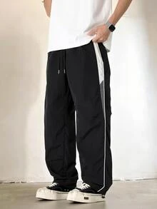 Gym Rark Men's Drawstring Waist Colorblock Casual Daily Sports Long Pants, Gym - Black - View 5