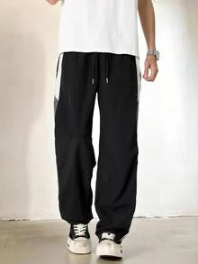 Gym Rark Men's Drawstring Waist Colorblock Casual Daily Sports Long Pants, Gym - Black - View 6
