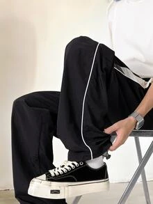 Gym Rark Men's Drawstring Waist Colorblock Casual Daily Sports Long Pants, Gym - Black - View 4