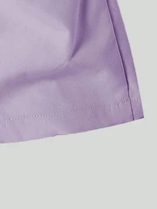 SHEIN 2件組女孩花卉印花T恤與紫色長褲套裝，圓領短袖T恤與寬腿工裝褲，休閒舒適，時尚百搭 - 彩色 - 查看 4