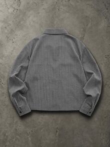 SUMWON Oversized Navy Checked Shirt With Chest Pocket And Embroidered Logo Detail Long Sleeve Button-Down Overshirt - Blue - View 2