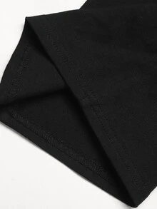 SHEIN Tween女孩秋冬日常兒童極簡休閒運動修身舒適針織棉長褲 黑色 - 黑色 - 查看 5