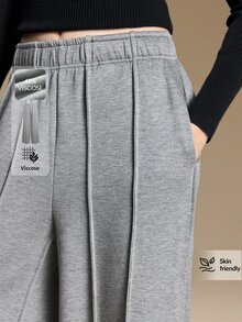 Ontre Celana Panjang Wanita Kasual Serbaguna untuk Perjalanan Sehari-hari, Warna Polos - Grey - View 6