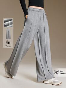 Ontre Celana Panjang Wanita Kasual Serbaguna untuk Perjalanan Sehari-hari, Warna Polos - Grey - View 2