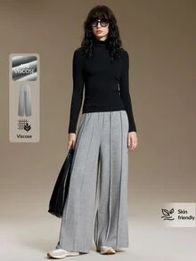 Ontre Celana Panjang Wanita Kasual Serbaguna untuk Perjalanan Sehari-hari, Warna Polos - Grey - View 7