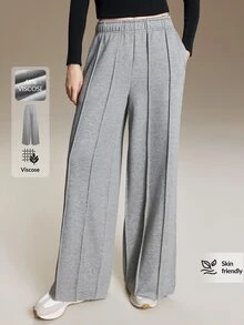 Ontre Celana Panjang Wanita Kasual Serbaguna untuk Perjalanan Sehari-hari, Warna Polos - Grey - View 1