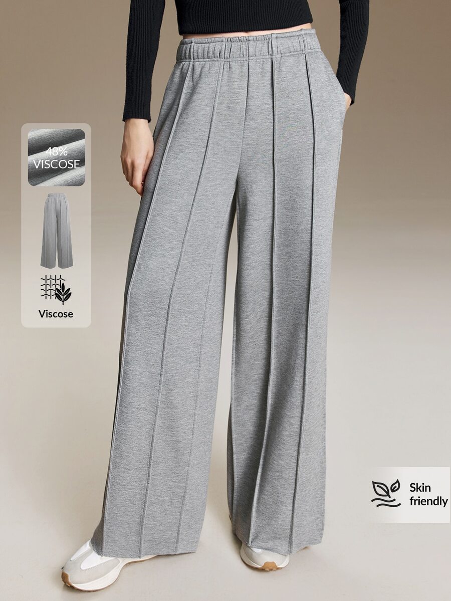 Ontre Celana Panjang Wanita Kasual Serbaguna untuk Perjalanan Sehari-hari, Warna Polos - Grey - View 1