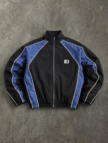 SUMWON Oversized Colour Block Windbreaker Jacket With White Contrast Piping Full Zip Mandarin Collar And Logo Patch Detail - Multicolor - View 4