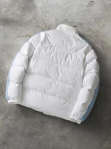 PAVTROS Men Winter Coat, Puffer - Blue and White - View 2
