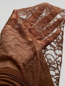 Sweetra Plus Size Bohemian Lace Patchwork Asymmetrical Vintage Fitted Sexy Mini Skirt Fall - Brown - View 6