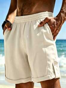 TONEVAULT Men's Casual Versatile Pocket Shorts For Vacation And Daily Wear - Khaki - View 3