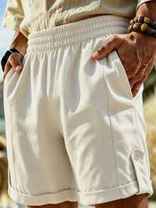 TONEVAULT Men's Casual Versatile Pocket Shorts For Vacation And Daily Wear - Khaki - View 4