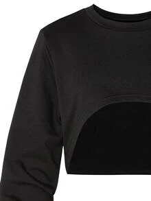 SHEIN 3件組女孩套裝：連帽衛衣、秋季穿搭、細肩帶背心、印花休閒醜褲套裝，生日校園穿搭，黑色與水藍色，秋季 - 黃色 - 查看 5