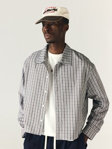 SUMWON Men's Cropped Plaid Shirt Boxy Fit Long Sleeve Button-Down Spread Collar Oversized Check Woven Top Spring Summer Casual - Multicolor - View 6