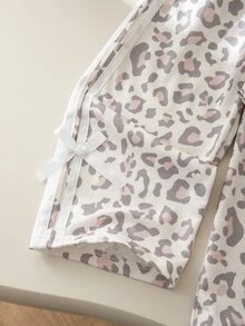 SHEIN Elladie kids 女童春秋長袖長褲運動蝴蝶結緞帶針織運動衫兩件套 - 彩色 - 查看 7