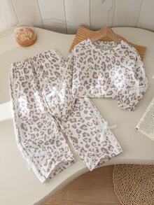 SHEIN Elladie kids 女童春秋長袖長褲運動蝴蝶結緞帶針織運動衫兩件套 - 彩色 - 查看 5