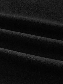 EASEVO Men's Plus Size Letter Print Button Half-Placket Long Sleeve Polo Shirt - Black - View 7