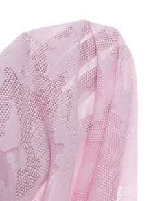 SHEIN Cheerettes Women's Plus Size Round Neck Casual Versatile Daily Wear Sports T-Shirt Pink Mesh Tank Jacquard Knit Breathable Moisture Wicking Shoulder Cutout - Pink - View 11