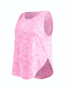 SHEIN Cheerettes Women's Plus Size Round Neck Casual Versatile Daily Wear Sports T-Shirt Pink Mesh Tank Jacquard Knit Breathable Moisture Wicking Shoulder Cutout - Pink - View 8