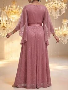 Fleurora Gaun Pesta Berpayet Elegan Ukuran Besar untuk Musim Gugur - MultiWarna - View 2