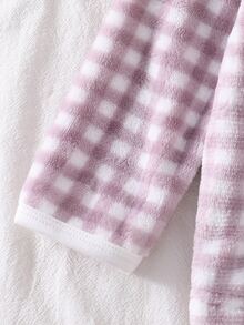 Infant Girls Pink Plush Lapel Front Open Long Sleeve Pants Pajama Set - Purple - View 4