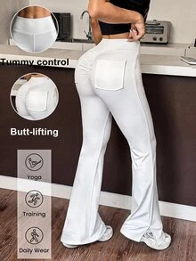 Muchica Women's Solid Color Casual Versatile Daily Travel Sports Long Pants - White - View 1