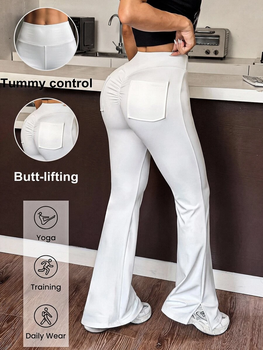 Muchica Women's Solid Color Casual Versatile Daily Travel Sports Long Pants - White - View 1