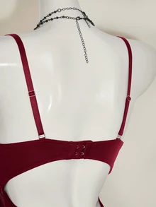 SHEIN ICON Y2K Spring Carnival Lace Patchwork Cropped Camisole Tops High Waisted Backless Camisole For Women - Burgundy - View 8