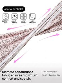 Muchica Women's Beige Leopard Print Capri High Waist Ruched Slimming Booty Lift Squat Proof Compression Sports Leggings Gym Yoga Pilates Activewear Cropped - Khaki - View 5