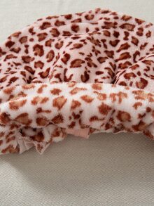 SHEIN Girls' Winter Pink Leopard Print Fleece Jacket, Elastic Cuffs And Pockets, Thickened Fleece, Loose Fit Suitable For Indoor Or Outdoor Park Activities - Multicolor - View 9