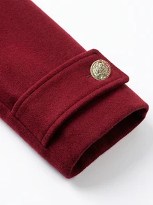 GlowEve Women's Solid Color Lapel NeckLong Sleeve Double-Breasted Elegant Regular Fit Jacket - Burgundy - View 5