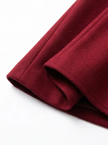 GlowEve Women's Solid Color Lapel NeckLong Sleeve Double-Breasted Elegant Regular Fit Jacket - Burgundy - View 4