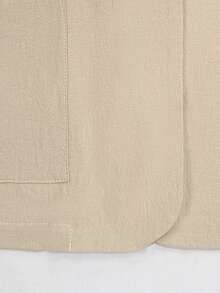 Linhara CURVE Plus Size Women's Casual Commute Versatile Woven Pure Cotton Open Front Thin Lapel Drop Shoulder Long Sleeve Blazer Jacket - Apricot - View 4