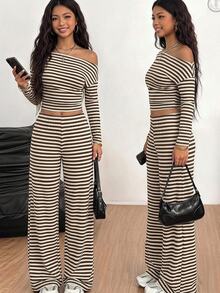 SHEIN طقم سويت شيرت للبنات المراهقات، كاجوال خريفي بطبعة Love Island، للعودة إلى المدرسة/الخريف - متعدد الألوان - مشاهدة 6
