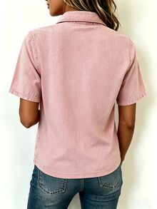 EMERY ROSE 熱銷推薦休閒設計 Polo 領大尺碼女款短袖，適合日常購物、約會、通勤，寬鬆顯瘦百搭風格 - 彩色 - 查看 2