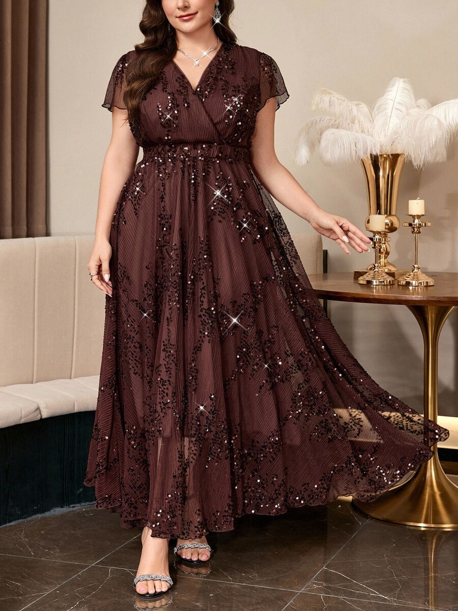 SHEIN Clasi Plus Size Women's Elegant Floral Print Dress, Summer Wedding Dress